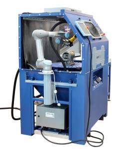 Automated sandblasting cabinet with self learning robot