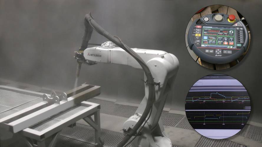automatic shot blasting chambers rooms, booths with robot